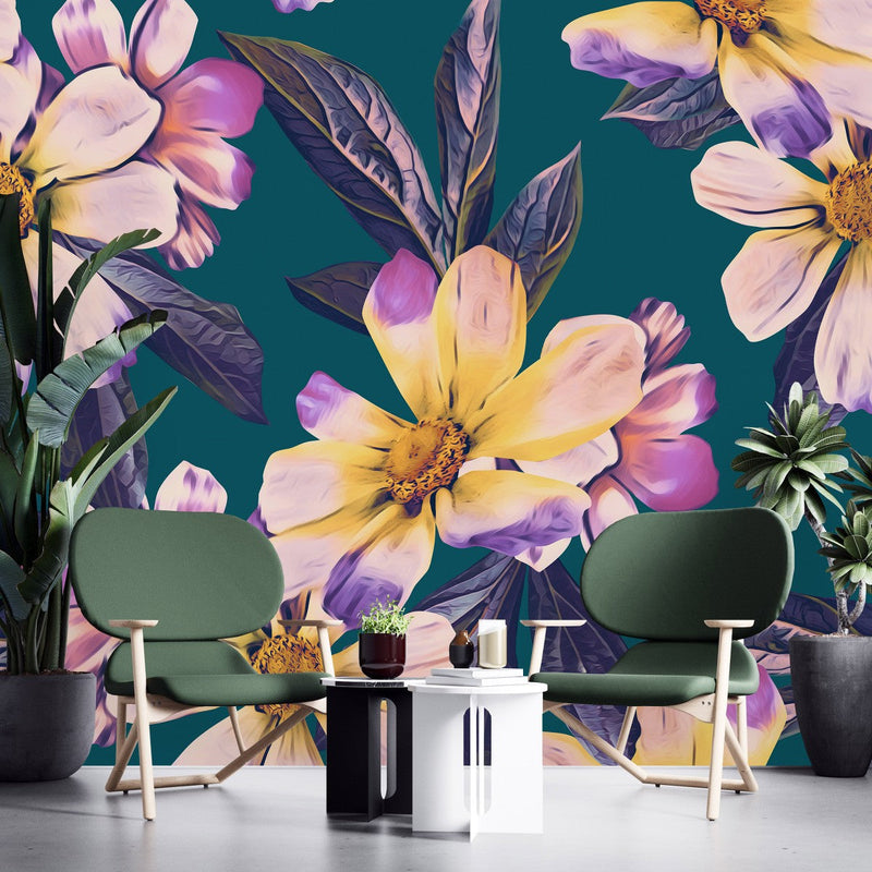 Dark Green Floral Wallpaper