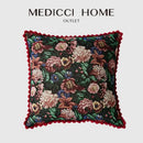 Jacquard farmhouse decor floral fringe pillow case for living room
