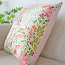 Jacquard floral pillow cover pink & green bedroom decor