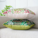 Jacquard floral pillow cover pink & green bedroom decor
