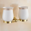 Jade gold bathroom accessories set with amber marble – bathroom