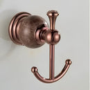 DecorBites™ Brass & Jade Rose Gold Bathroom Set: Paper Holder, Towel Bar, Soap Basket