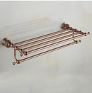 DecorBites™ Brass & Jade Rose Gold Bathroom Set: Paper Holder, Towel Bar, Soap Basket