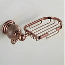 DecorBites™ Brass & Jade Rose Gold Bathroom Set: Paper Holder, Towel Bar, Soap Basket