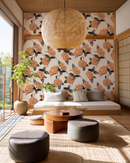 Camellia Wallpaper, white and orange