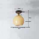 Japanese amber glass led ceiling lamp living room brass light