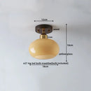 Japanese amber glass led ceiling lamp living room brass light