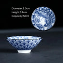 Japanese blue & white ceramic kung fu tea cup set dining room porcelain