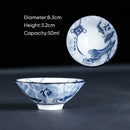 Japanese blue & white ceramic kung fu tea cup set dining room porcelain