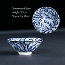 Japanese blue & white ceramic kung fu tea cup set dining room porcelain