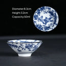 Japanese blue & white ceramic kung fu tea cup set dining room porcelain