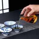 Japanese blue & white ceramic kung fu tea cup set dining room porcelain