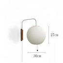Japanese cream ribbed handwoven silk ball wall light bedroom