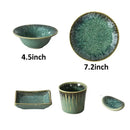 Japanese green textured ceramic dinnerware set dining room bowl