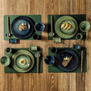 Japanese green textured ceramic dinnerware set dining room bowl