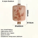 Japanese lantern painting peach fabric chandelier dining room light