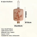 Japanese lantern painting peach fabric chandelier dining room light