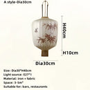 Japanese lantern painting peach fabric chandelier dining room light