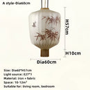 Japanese lantern painting peach fabric chandelier dining room light