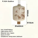 Japanese lantern painting peach fabric chandelier dining room light