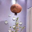 Japanese lantern painting peach fabric chandelier dining room light