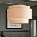 Japanese minimalist cream tiered pendant lamp kitchen fabric light