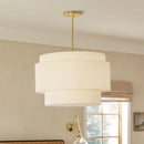 Japanese minimalist cream tiered pendant lamp kitchen fabric light