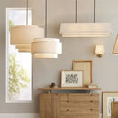 Japanese minimalist cream tiered pendant lamp kitchen fabric light