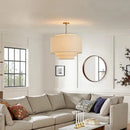 Japanese minimalist cream tiered pendant lamp kitchen fabric light