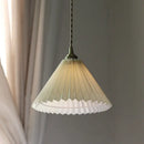 Japanese pleated paper and walnut wood pendant light living room