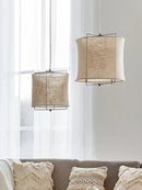 DecorBites™ Linen Fabric Chandelier: Japanese Retro Handmade Art Lamps for Restaurant, Bedroom, Bar Counter