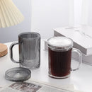 Japanese ribbed glass coffee cup set kitchen glassware with lids