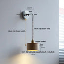Japanese style black & brass wall lamp – stair pull chain light fixtures