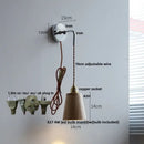 Japanese style black & brass wall lamp – stair pull chain light fixtures