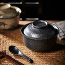 Japanese style blue fish ceramic ramen bowl dining room with lid