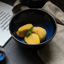 Japanese style deep blue ceramic salad bowl set dining room tableware