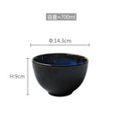 Japanese style deep blue ceramic salad bowl set dining room tableware