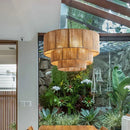 Japanese style golden tiered hemp rope pendant lights bedroom