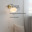 Japanese style led brass wall sconce with pull chain bedroom light