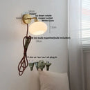 Japanese style led brass wall sconce with pull chain bedroom light