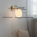Japanese style led brass wall sconce with pull chain bedroom light