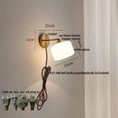 Japanese style led brass wall sconce with pull chain bedroom light