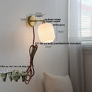 Japanese style led brass wall sconce with pull chain bedroom light