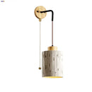 Japanese style led wood wall light white & gray – bedroom pull chain