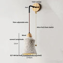 Japanese style led wood wall light white & gray – bedroom pull chain