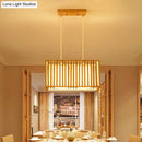 Japanese style rubber wood cuboid cage pendant – dining table light