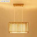 Japanese style rubber wood cuboid cage pendant – dining table light