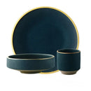DecorBites™ Ceramic Dinner Plate - Gold Edged Steak Dish - High Quality Japan Style Partyware