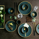 DecorBites™ Ceramic Dinner Plate - Gold Edged Steak Dish - High Quality Japan Style Partyware