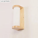 Japanese style wood and white glass wall sconce lamp bedroom light